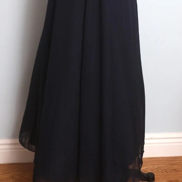 Diane Van Furstenberg Size 14 Navy chiffon wrap gown - Picture 3 of 7